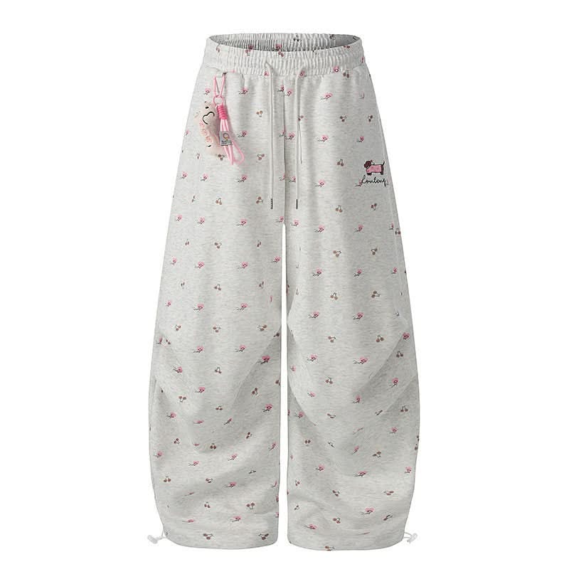 Drawstring Pendant Wide-Leg Pants for Women Casual Loose Slimming Trousers