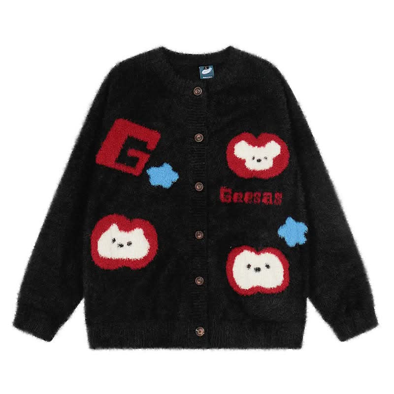 Hund Blumen Strick Cardigan Pullover Mantel Locker Weiche Strickware