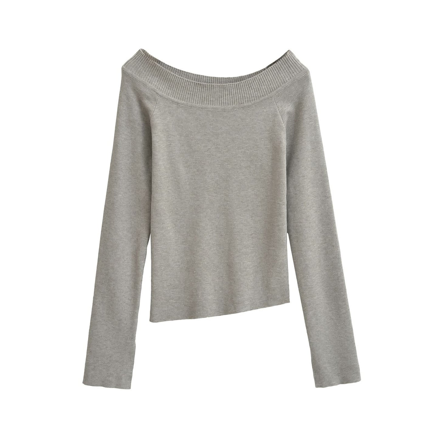 One line off shoulder slanted shoulder elastic slim fit top