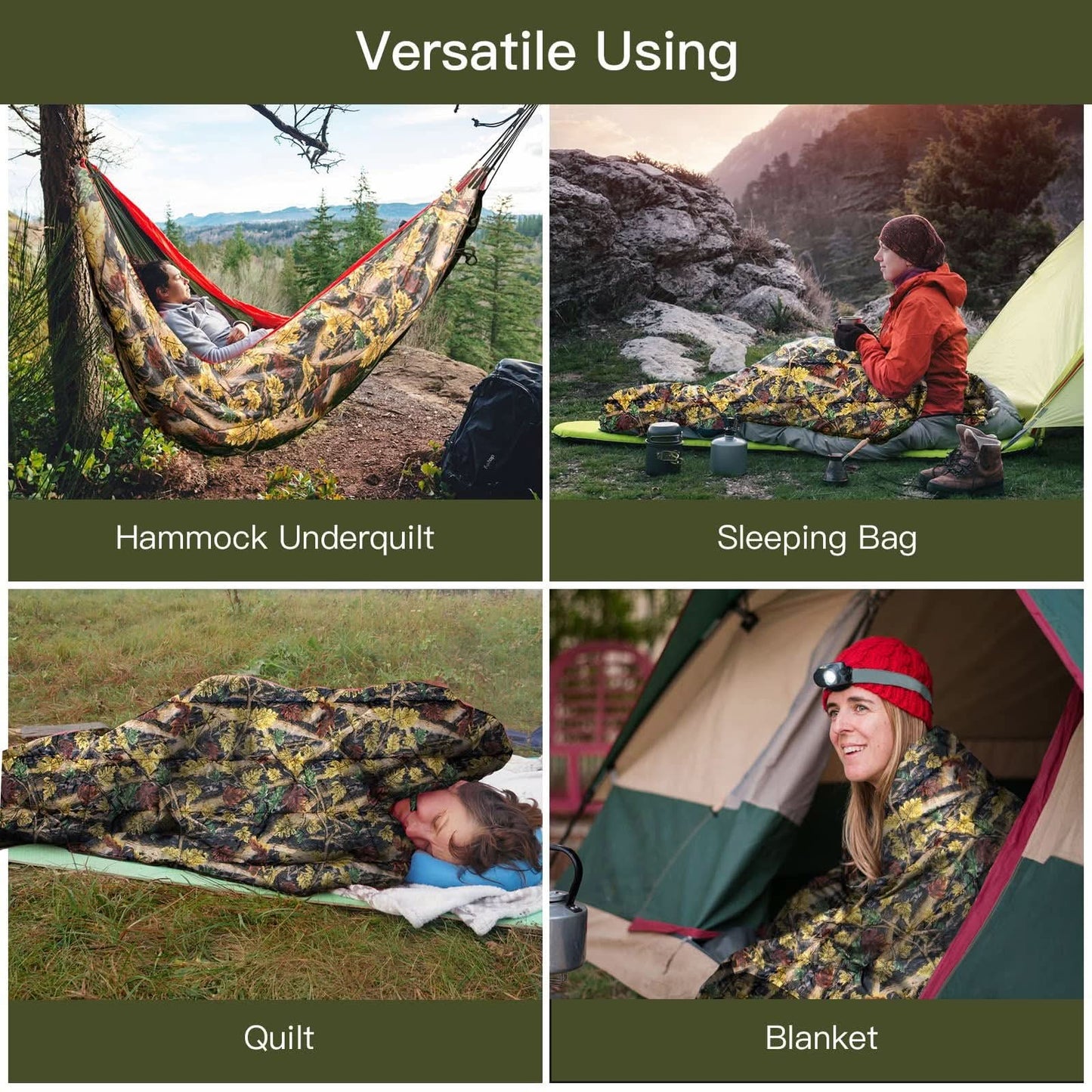 Night Cat Hammock Underquilts Sleeping Bag Single Insulated Under Blanket 4 Seasons Lightweight Soft Warm 5-20℃ 8x3.6ft