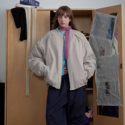 Loose stand collar baseball cotton jacket