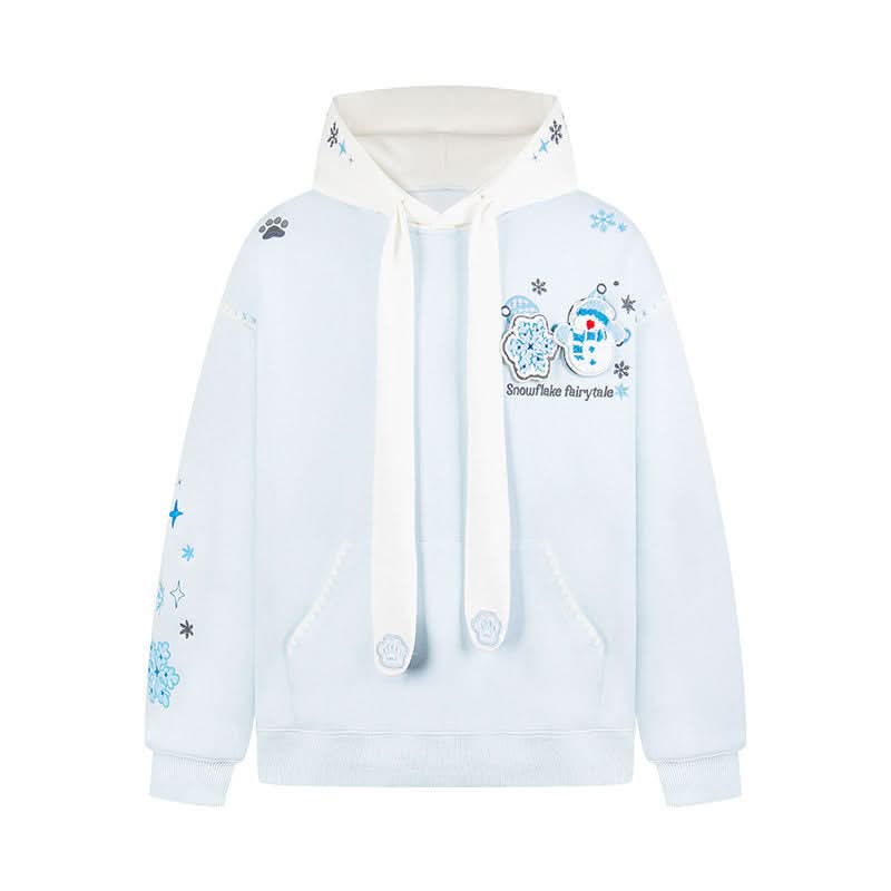 Snowflake Stickerei Kapuzenpullover Unisex Paar locker sitzende Oberbekleidung