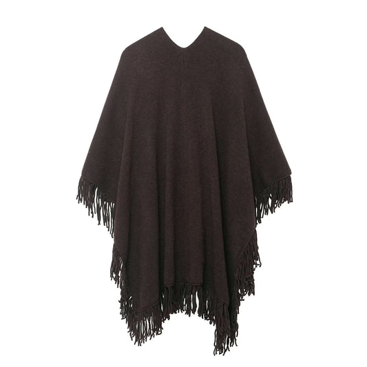 Tassel embellished knitted cloak jacket