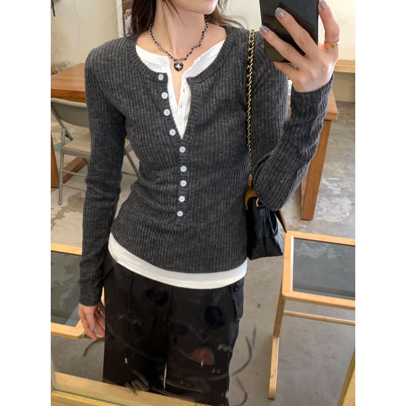 Style Minimalist High-End Knitwear Long Sleeve Top for Women