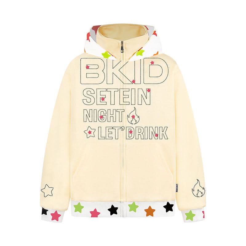 Patchwork Kapuzen-Sweatshirt mit Reißverschluss, locker geschnittenes Oberteil