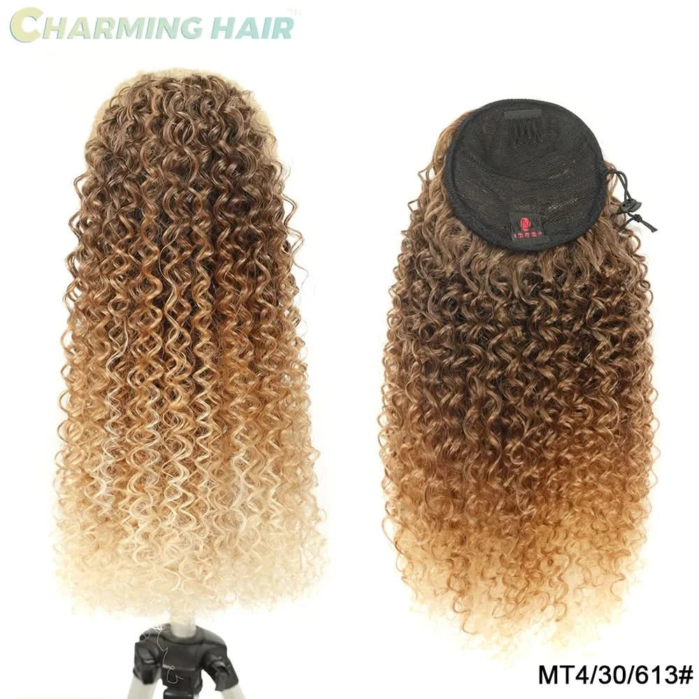 Kurze Pferdeschwanz Tiefe Wellen Hochwertiges Organisches Proteinfaserhaar Afro Locken 60cm100g "PATRICIA"-MODE