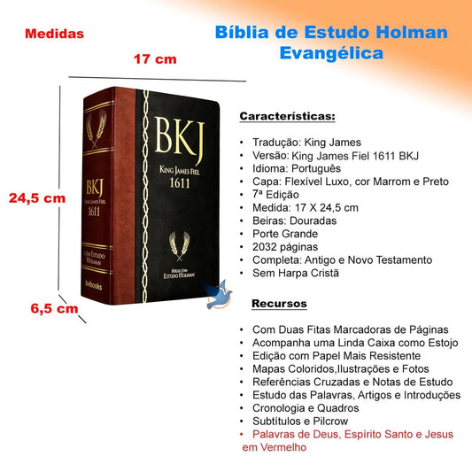 King James Study Bible 1611 Holman Brown and Black