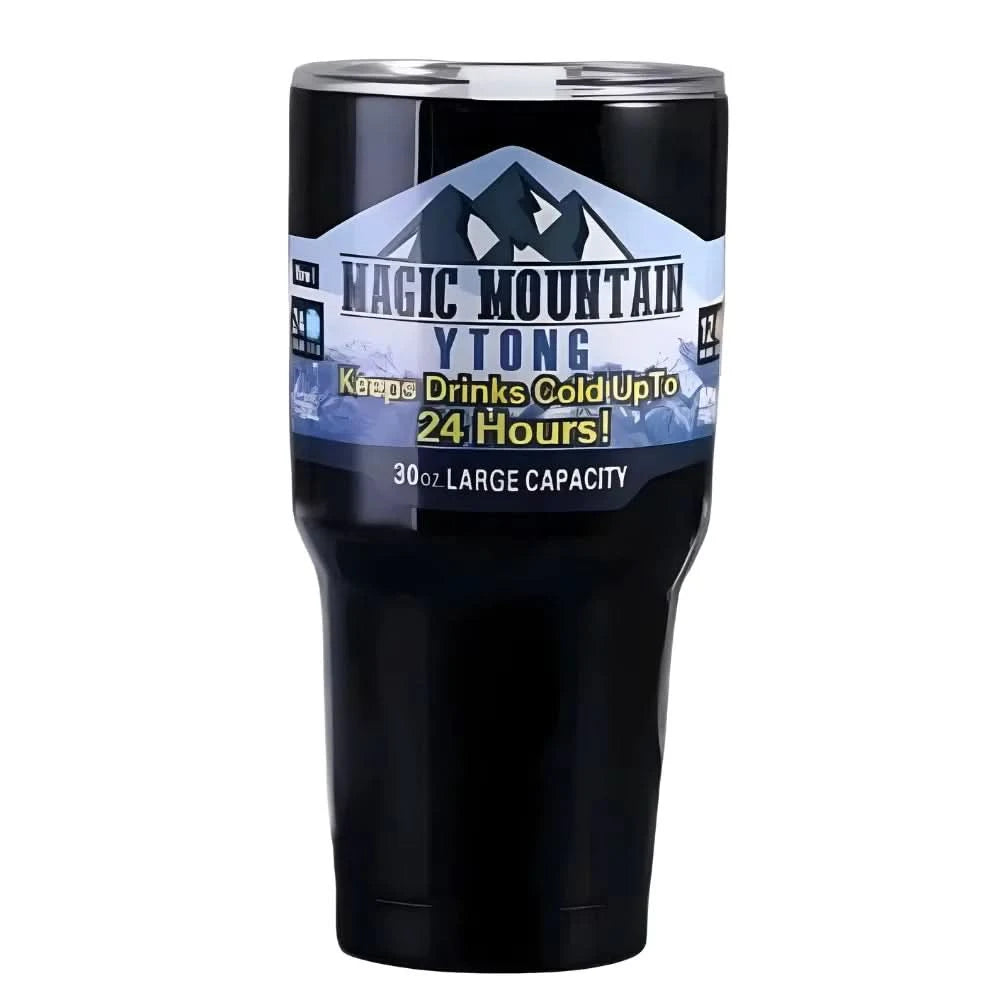 Magic Mountain 990ml doppelwandiger Edelstahl-Thermobecher mit Strohhalm
