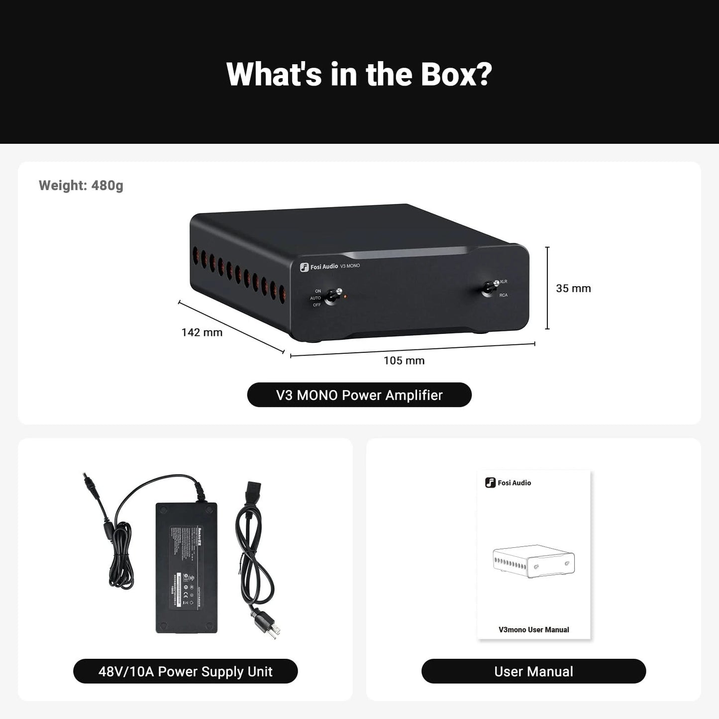 Fosi Audio V3 Mono Endstufe TPA3255 240W Subwoofer-Verstärker PFFB Class D Mini HIFI Amp für Zuhause