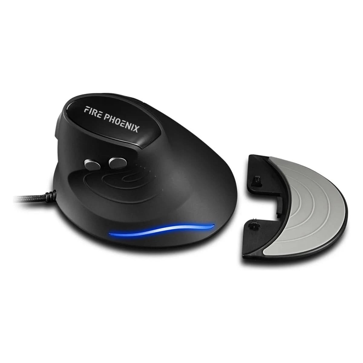 Optische ergonomische vertikale Maus mit LED und USB-Kabel, 6 Tasten, DPI 3200, Schwarz D6