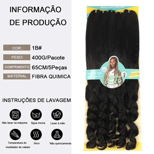 Cabelo Jumbo Boho Curl French Braids Para Crochet Braids Cabelo Jumbo Cacheado Fibra Orgânica de Alta Qualidade 400g 65cm BOHO
