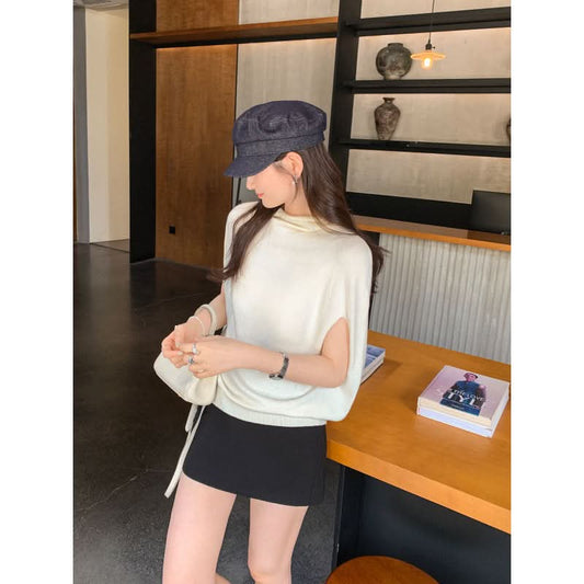 Chic Batwing Sleeve Shawl Knit Sweater for Women, Loose Bohemian Style Cape Top