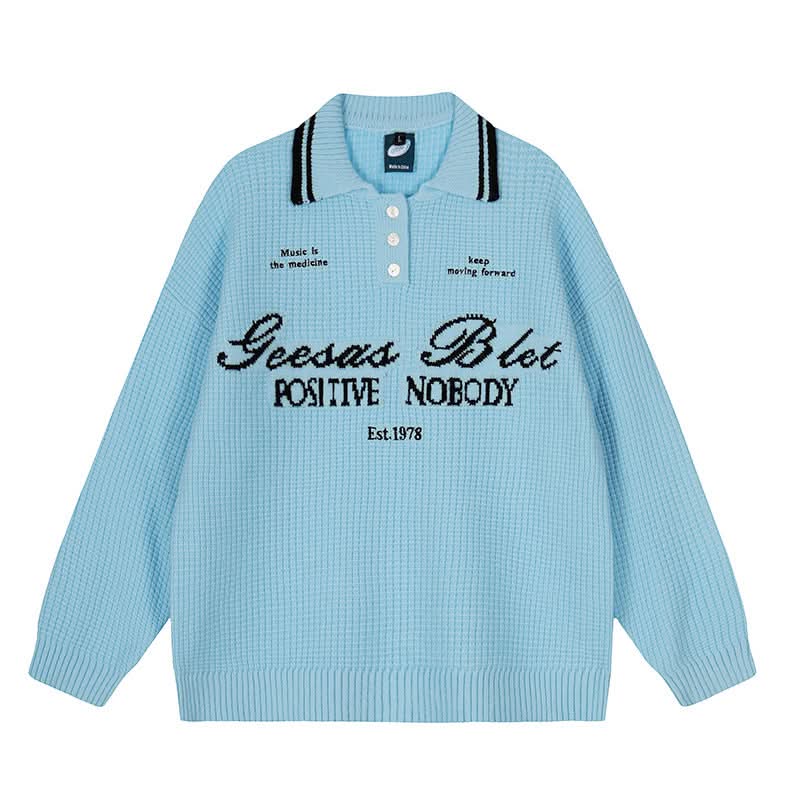 Buchstaben-Rollkragenpullover Oversize-Paar-Strickoberteil