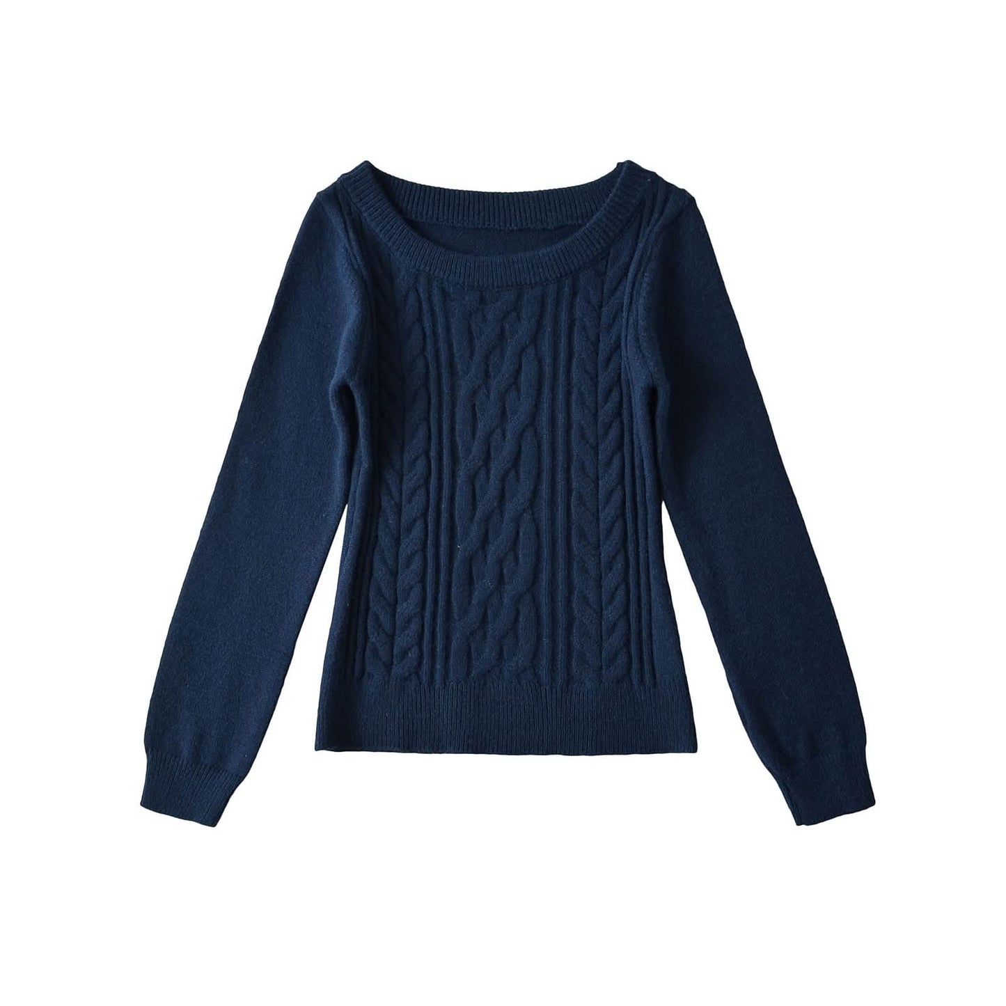 Round neck long sleeved sweater