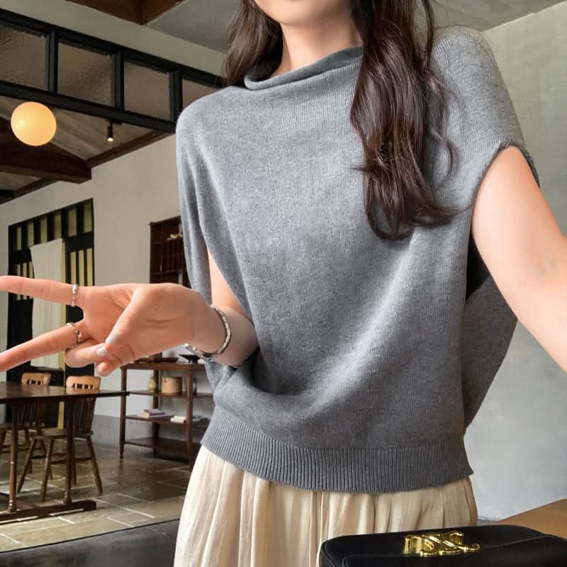 Eleganter Strickpullover für Damen mit Fledermausärmeln, lockerer Cape-Top im Boho-Stil