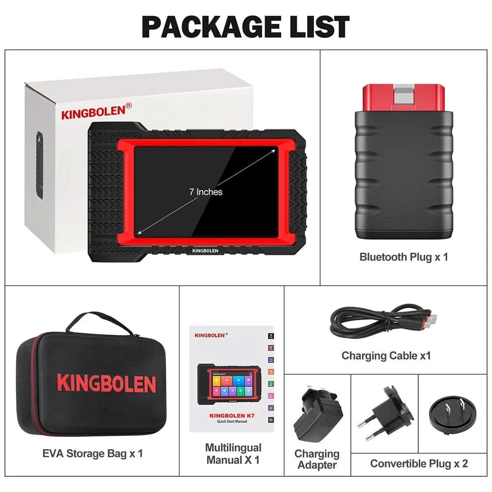 USA EU Lager Kingbolen K7 12V Fahrzeugdiagnosetools 31 Resets Auto OBD2 Scanner Diagnosegerät für alle Autos