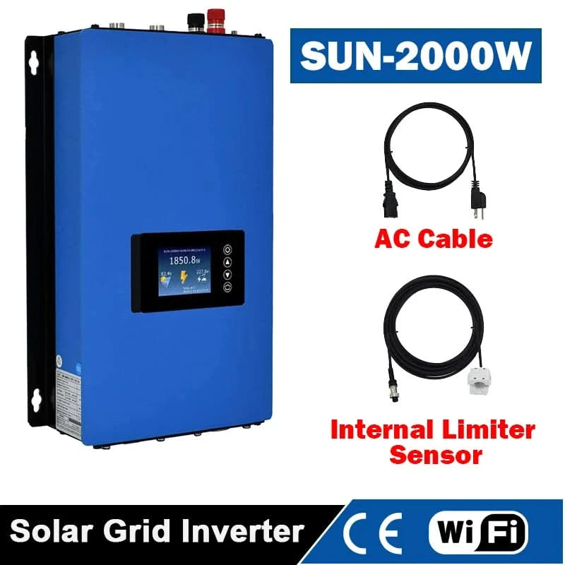 Y&H 2000W Solar-Netz-Mikrowechselrichter mit Batterieentladungs-Leistungsmodus und Limiter-Sensor PV DC 45-90V AC 220V MPPT Solarwandler