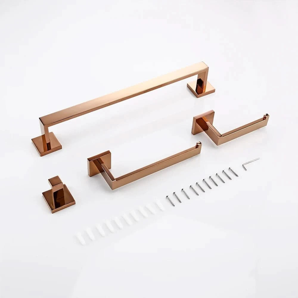 Rose Gold Bad-Accessoires-Set, Wandmontage, Regal, Toilette, Bad-Hardware, Papierhalter, Handtuchstange, Regalstange, Bademantelhaken, Aufhänger