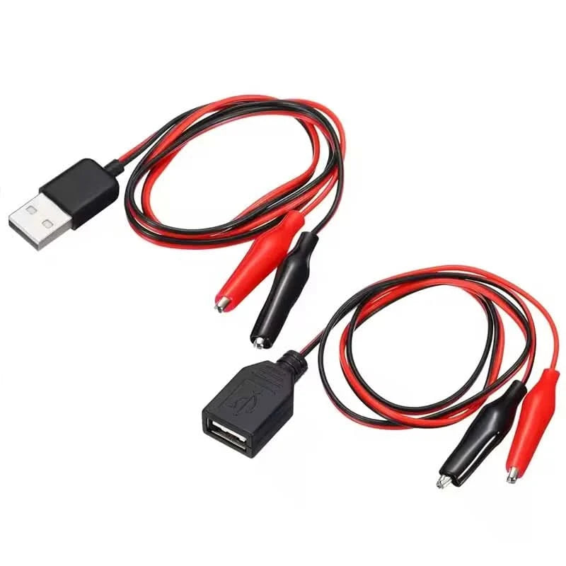 2 Stück USB-Krokodilklemmen-Adapterkabel, USB-Stecker/-Buchse auf Krokodilklemmen-Sonde, USB-Kabel mit Krokodilklemme für Schaltungstest