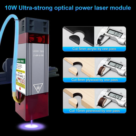 LASER TREE Laser Module 10W/20W/30W/40W Optical Power with Air Assist Laser Head TTL Blue Light for Engraver Cutting Wood Tools