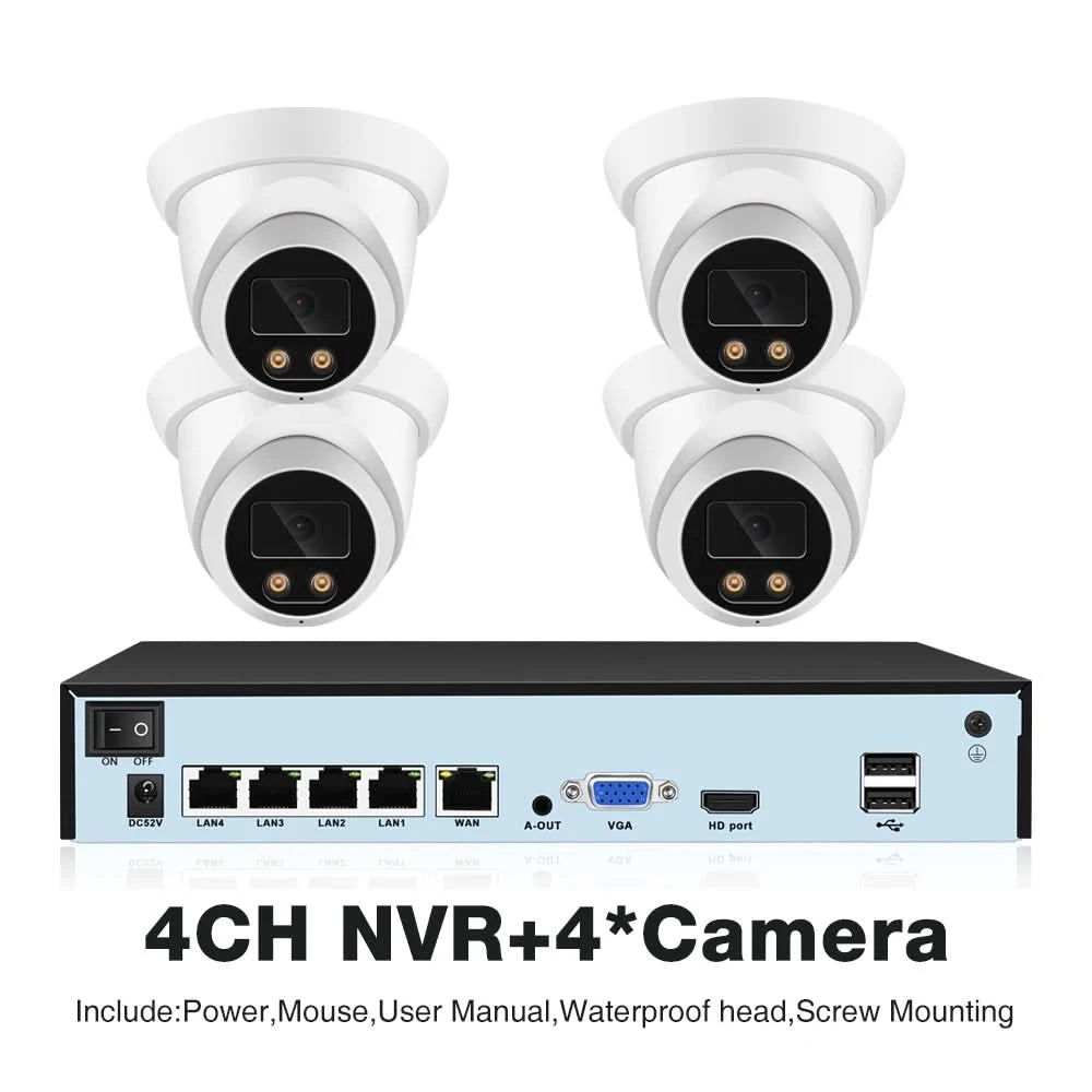 ASECAM Überwachungskamera-System 8MP 4K POE NVR Kit CCTV Audio Außen AI Farb-Nachtsicht Home Videoüberwachungskamera