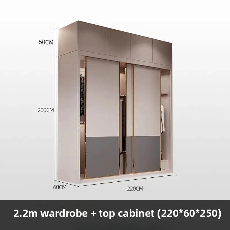 Leichte Luxus Schiebetüren Kleiderschrank schlicht modern Haushalt Schlafzimmer Garderobe großer Stauraum Schrank Möbel