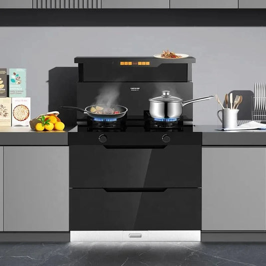Hot Selling 3-in-1 Smart Home Integrated Stove Glass Cooker With Smoke Extractor Cleaning Cabinet For Gas/Electric Household Use