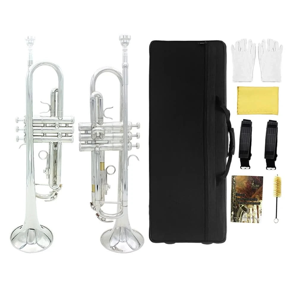 SLADE Bb Trompete Messingkorpus vergoldet B-Trompete Professionelles Performance-Messingmusikinstrument mit Koffer Mundstück