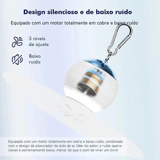 With LED Fan Light, 3 Speed Remote Control, Portable Travel, Easy to Install, Silent Room