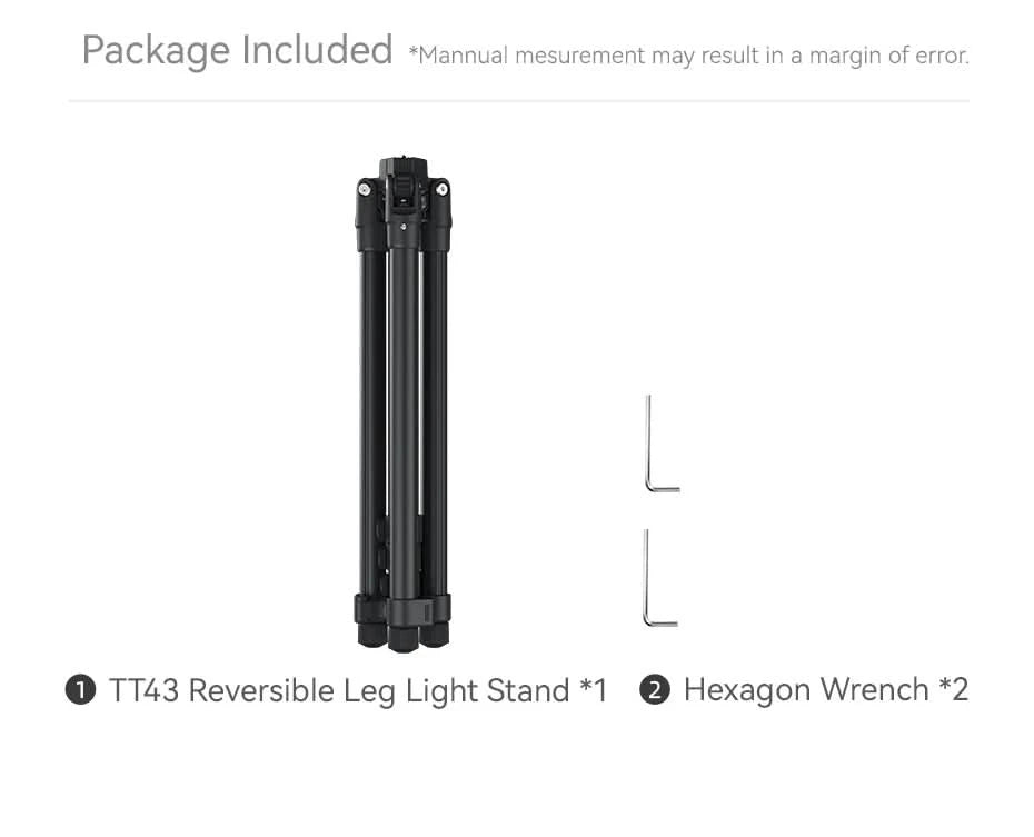 Ulanzi TT43 Reversibles Bein-Lichtstativ 1,9m Faltbares tragbares Lichtstativ für max. 3kg Belastung für DSLR-Kameras und Smartphones