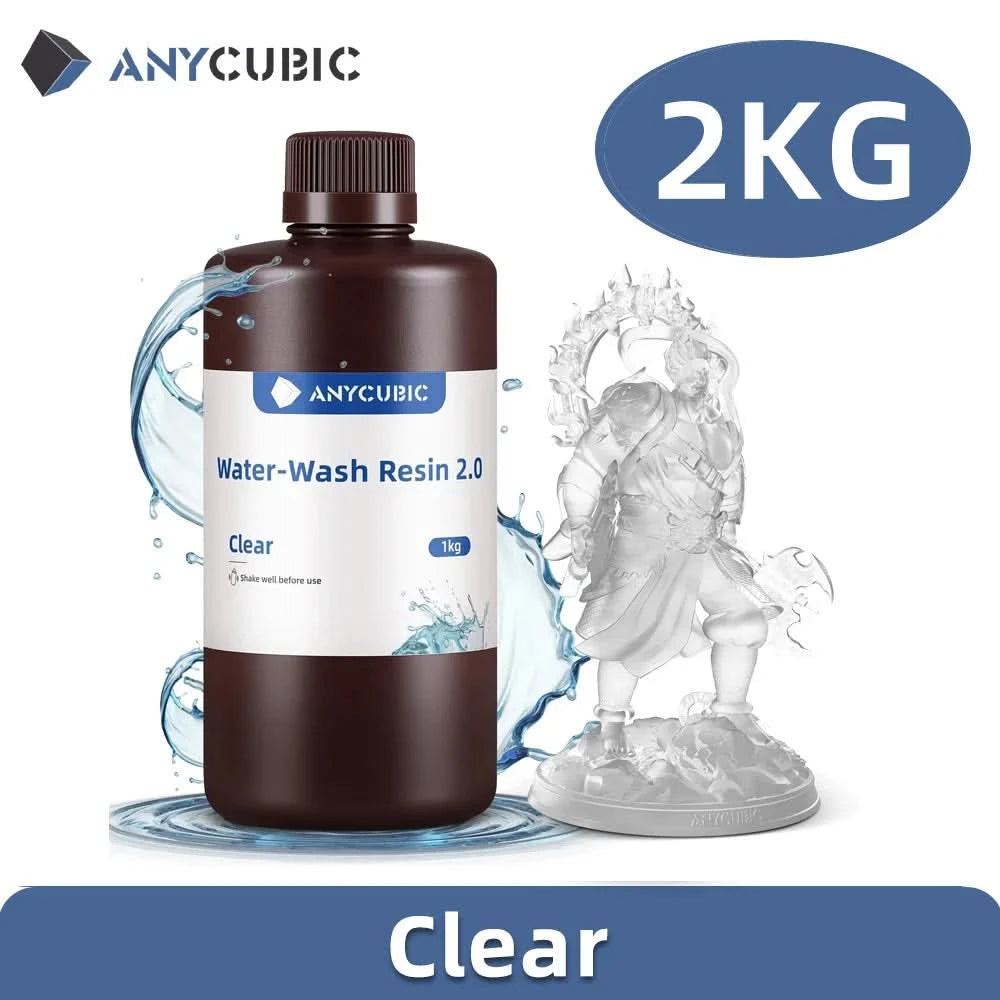 ANYCUBIC 2 Stück/Los 405nm wasserwaschbares Harz für LCD-3D-Drucker Flüssiges Photopolymerharz 3D-Druckmaterial 1kg/Flasche