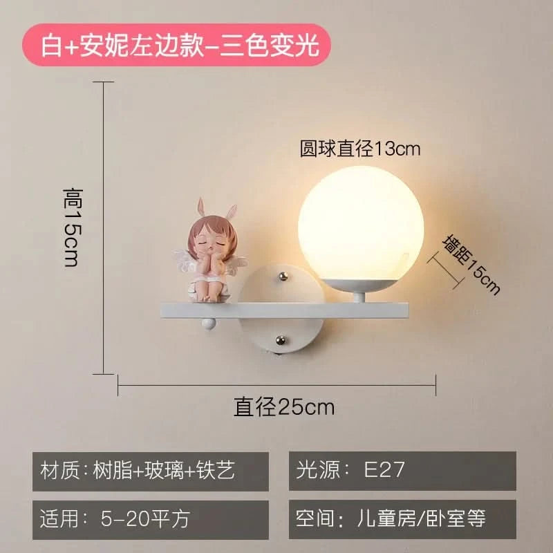 Children's Room Bedside Wall Lamp Girl Boy Wall Art Sconce Creative Cartoon Eye Protection Led Home Decoration Salon Home