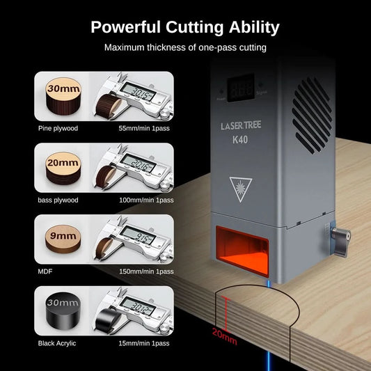 LASER TREE 10W 20W 30W 40W Optical Power Laser Head with Air Assist 450nm Blue Light TTL Module for Laser Engraving Cutting Tool