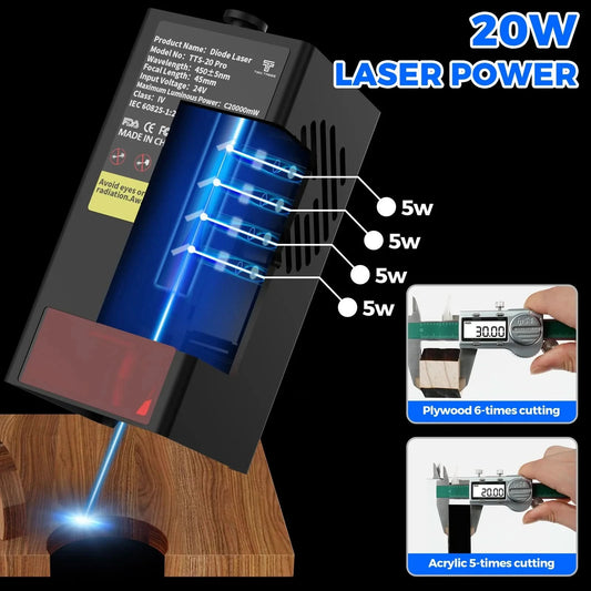 Twotrees TTS-20 Pro Metal Laser Engraving Machine WiFi Offline Control 20W Blue Light CNC Cutting Machine Laser Marking Machine
