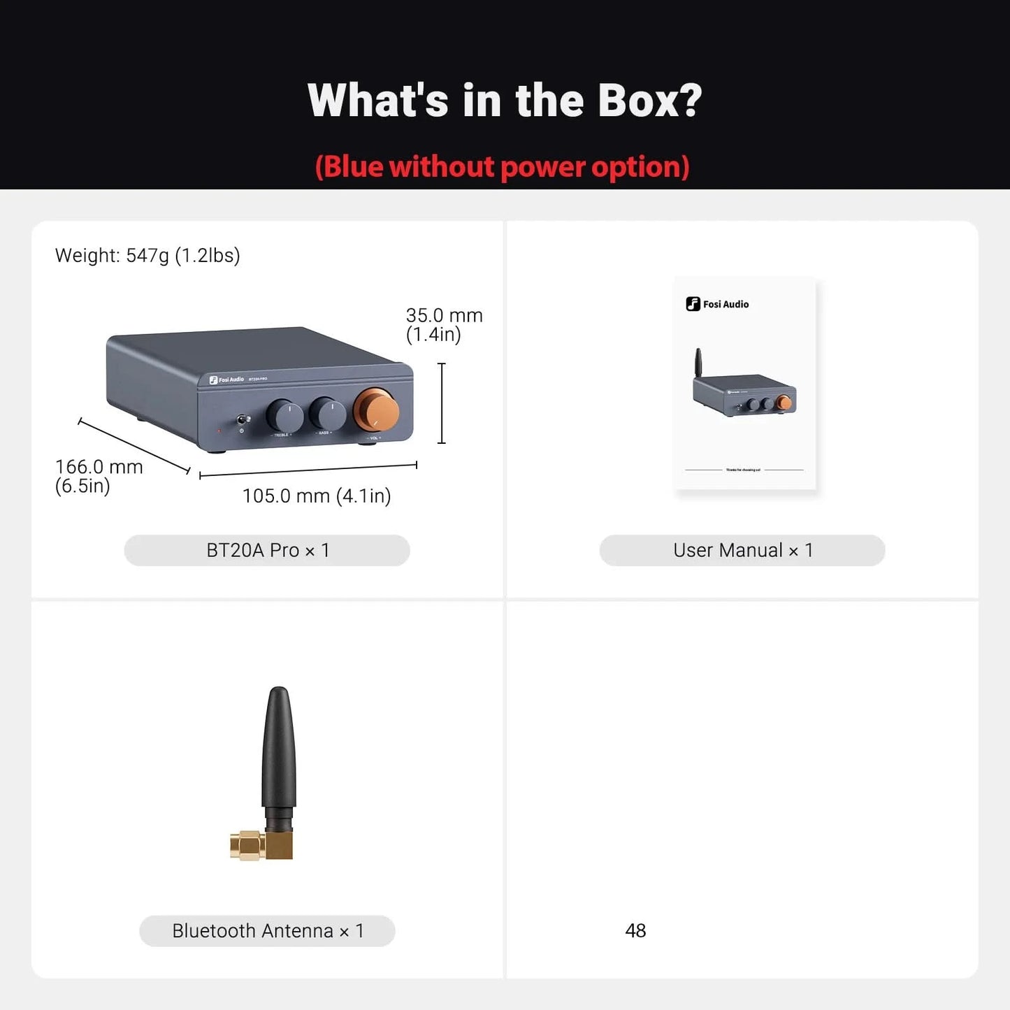 Fosi Audio BT20A Pro TPA3255 Bluetooth Sound-Endstufe 300W x2 Mini HiFi Stereo Class D Verstärker Bass Höhen für Heimkino