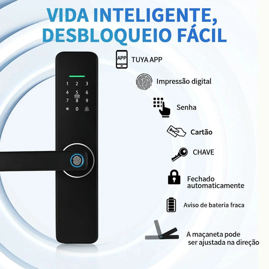 Do Brasil Tuya wifi Digital Electronic Door Lock App Remote Unlocking Fingerprint Door Lock for home house apartment
