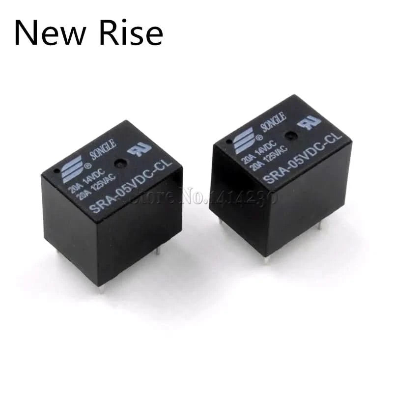 5 Stück 5V 12V 24V 20A DC Leistungsrelais SRA-05VDC-CL SRA-12VDC-CL SRA-24VDC-CL 5-poliger PCB-Typ Auf Lager Schwarzes Automobilrelais