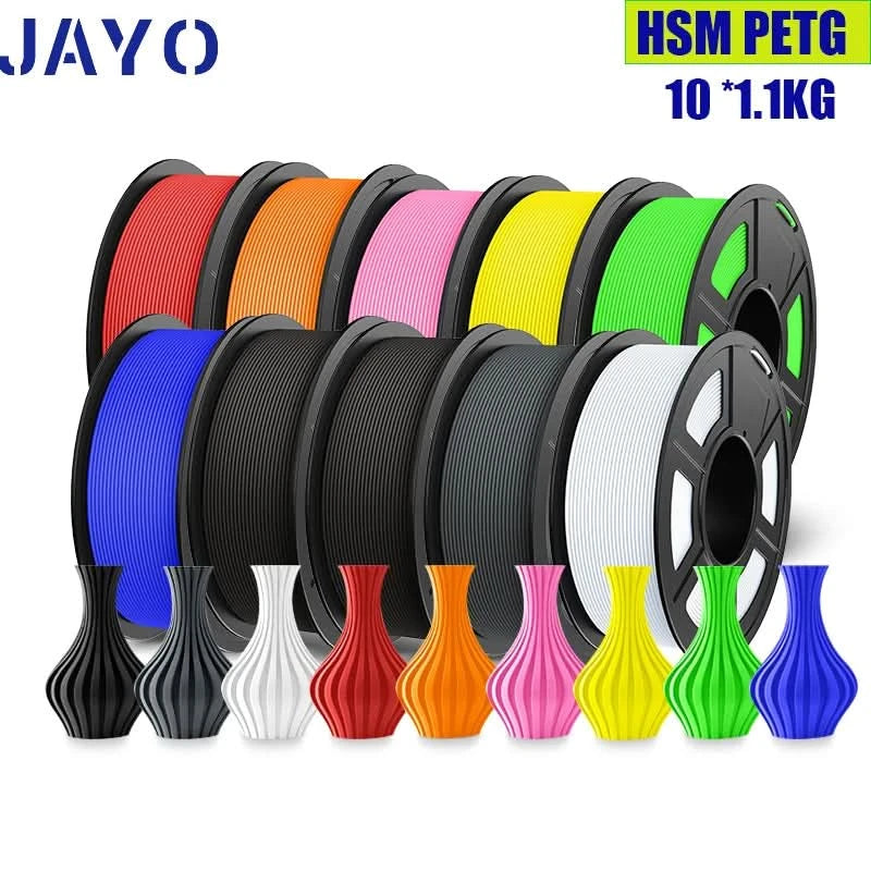 JAYO High Speed Matte PETG Multiple Colors Mixed 10 Rolls Filament 175mm Non-toxic Bubble Free Smooth Suitable for 3D Printi