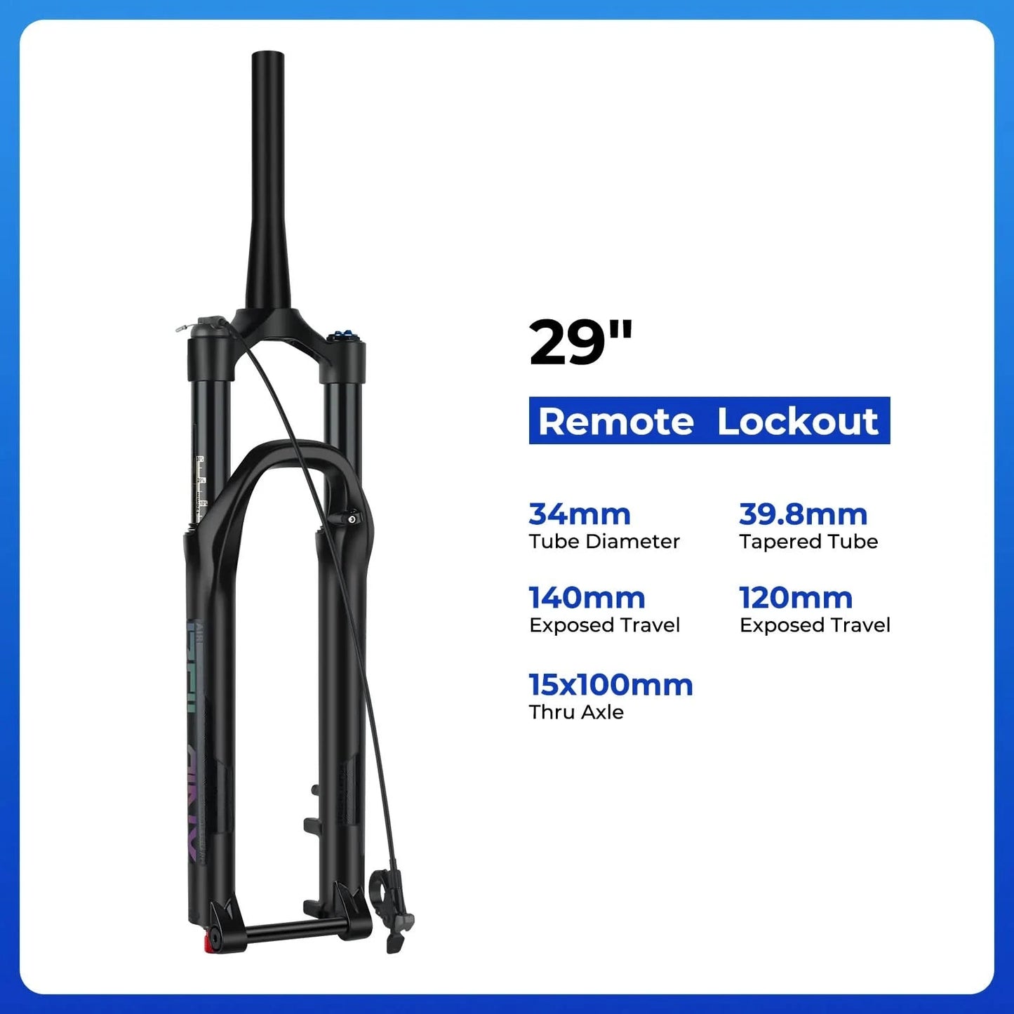 BOLANY 27.5/29 Zoll Boost-Fahrradgabel Steckachse 100/110 mm 34 mm Standrohr Konisch Zugstufenverstellung 120/140 mm Federweg Federgabel