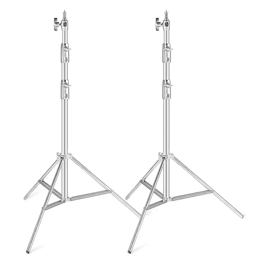 1-2PCS 2.8M Stainless Steel Light Stand 1/4 3/8 Universal Adapter 110 inches/280 centimeters Foldable Support Stand