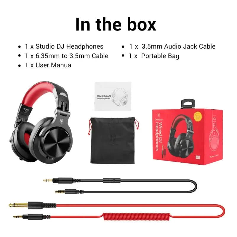Oneodio A71 Kabelgebundener Over-Ear-HiFi-Kopfhörer mit Mikrofon, Studio-DJ-Kopfhörer, professionelles Monitor-Aufnahme-Misch-Headset für Gaming