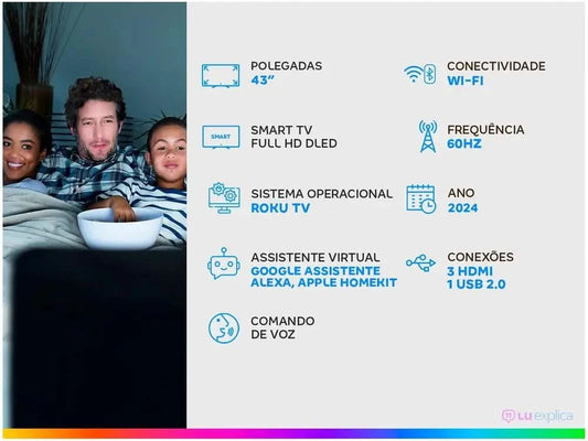 Smart TV 43 "Full HD DLED AOC 43S5045/78G VA Wi-Fi 3 HDMI 1 USB
