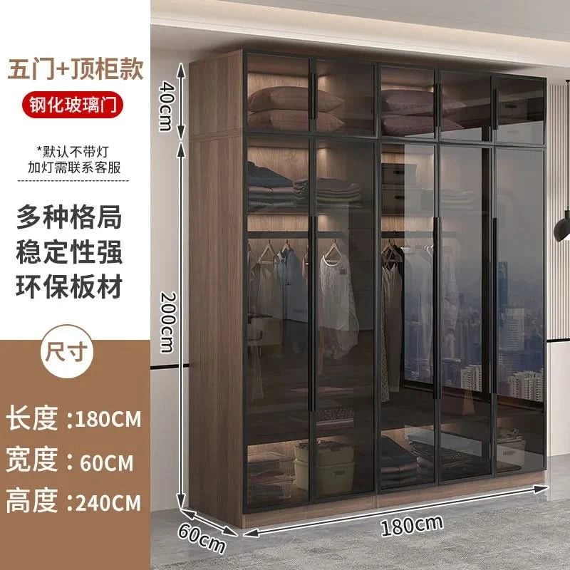 Glass light luxury corner cloakroom wardrobe Double clothes closet cabinets and wardrobes Cabinet dressing clothe home furniture