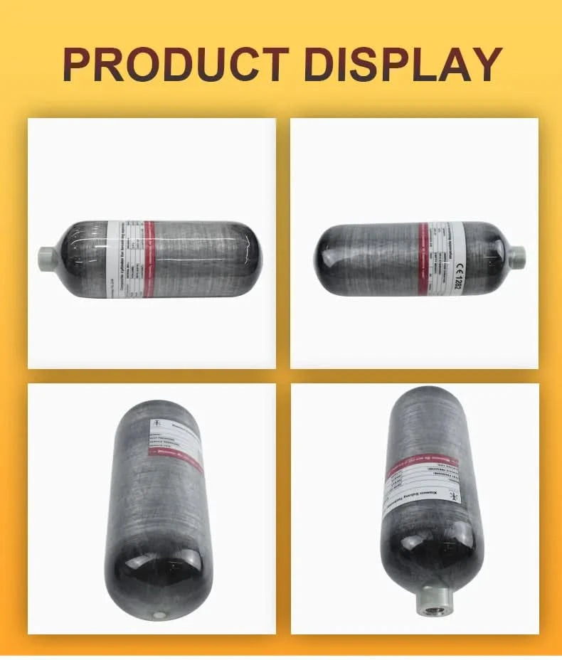 TUXING 300Bar 4500psi 2L Kohlefaserflasche mit 6000PSI Regulierventil Hochdruckflasche zum Tauchen M18*1.5
