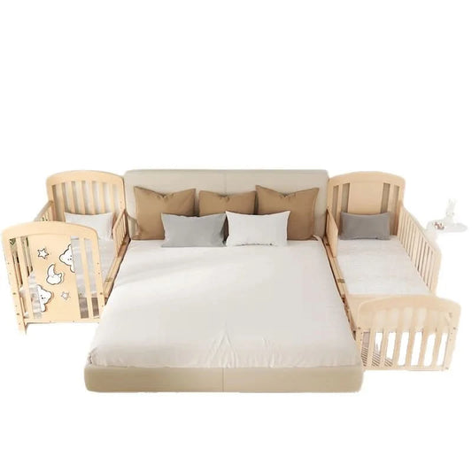 Baby Comfortable Sleeping Bed Solid Wood Newborn Baby Bed Multifunctional Baby Rocking Bed with Wheels and mosquito net