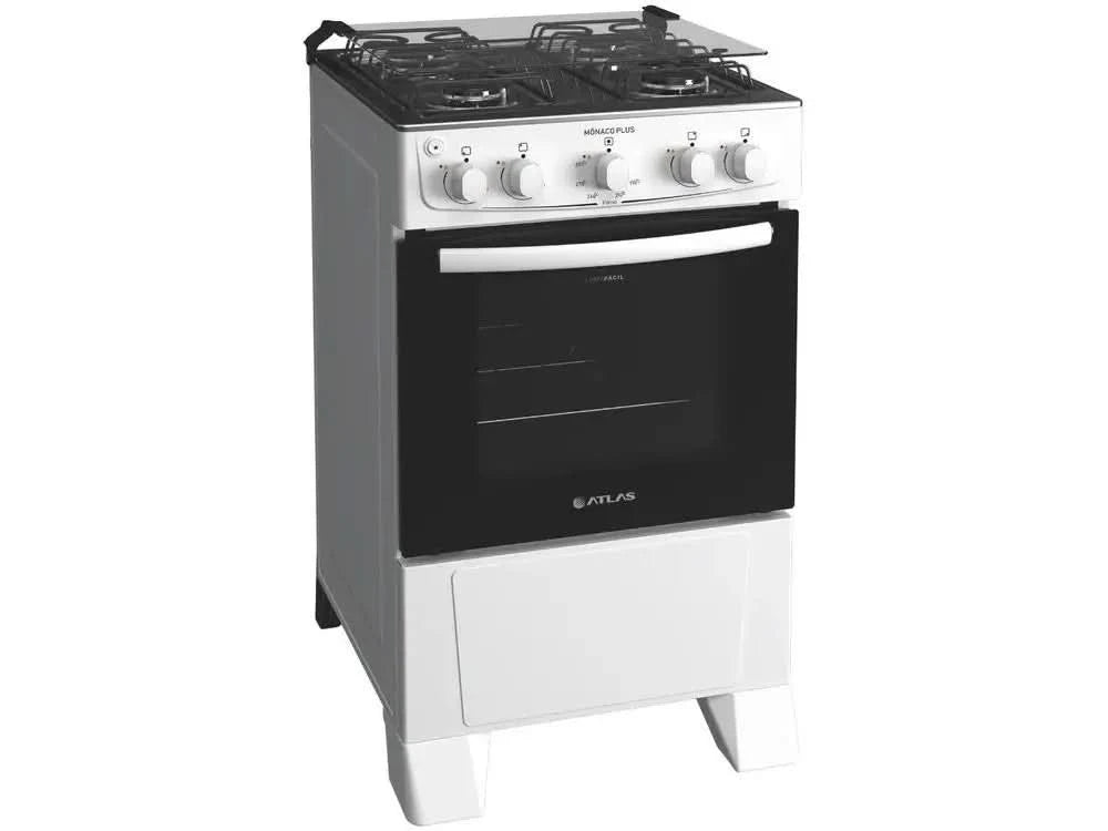 4-Flammen-Herd Atlas Inox White Monaco Plus - Bivolt