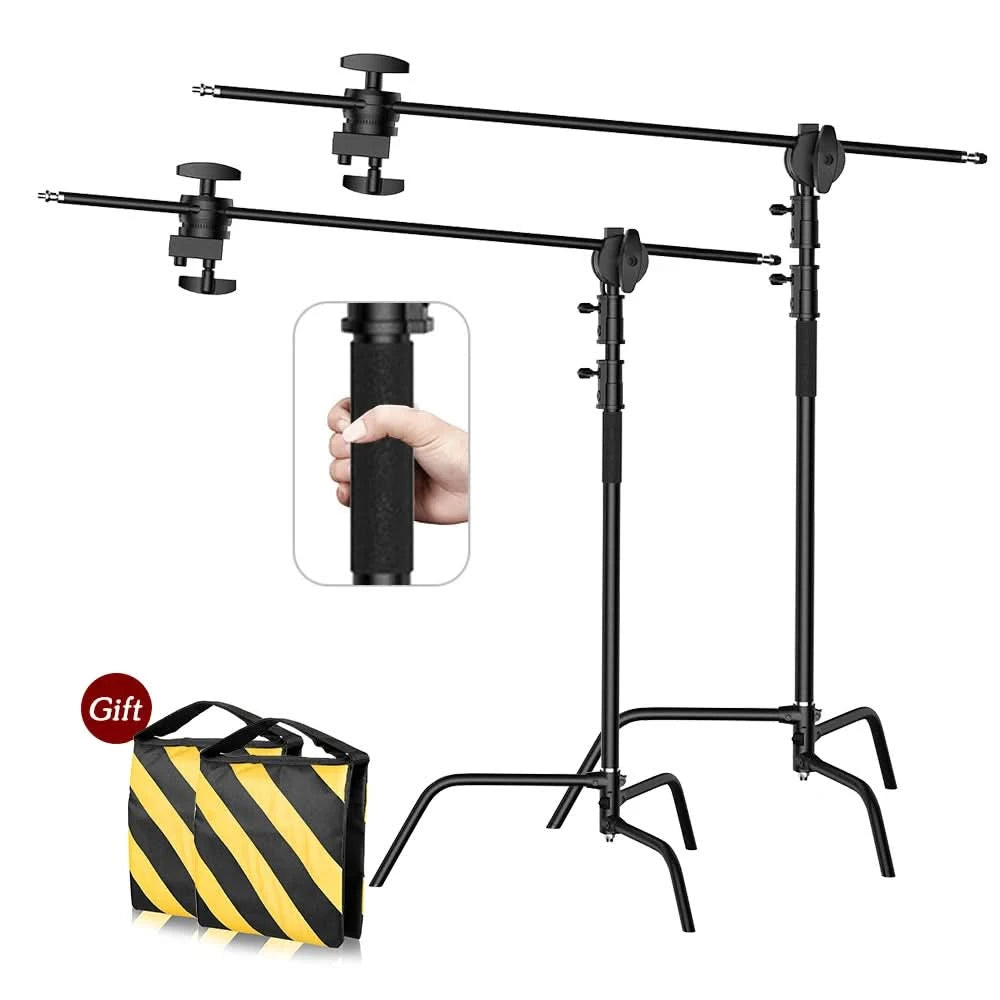 SH 2.6M/3.3M Schwarz Edelstahl Century Faltbarer Lichtstativ Dreibein Magic Leg Fotografie C-Stativ für Spotlicht, Softbox