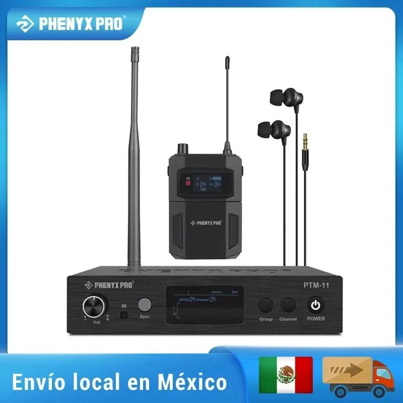 UHF Mono In-Ear Monitor System mit 1 Loop-Ausgang, separaten Ausgängen, geeignet für Band und Studio, Phenyx Pro PTM-11