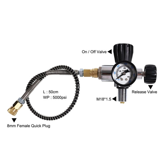 TUXING 300Bar 4500psi 2L Carbon Fiber Cylinder with 6000PSI Regulating Valve High Pressure Cylinder for Scuba Diving M18*1.5