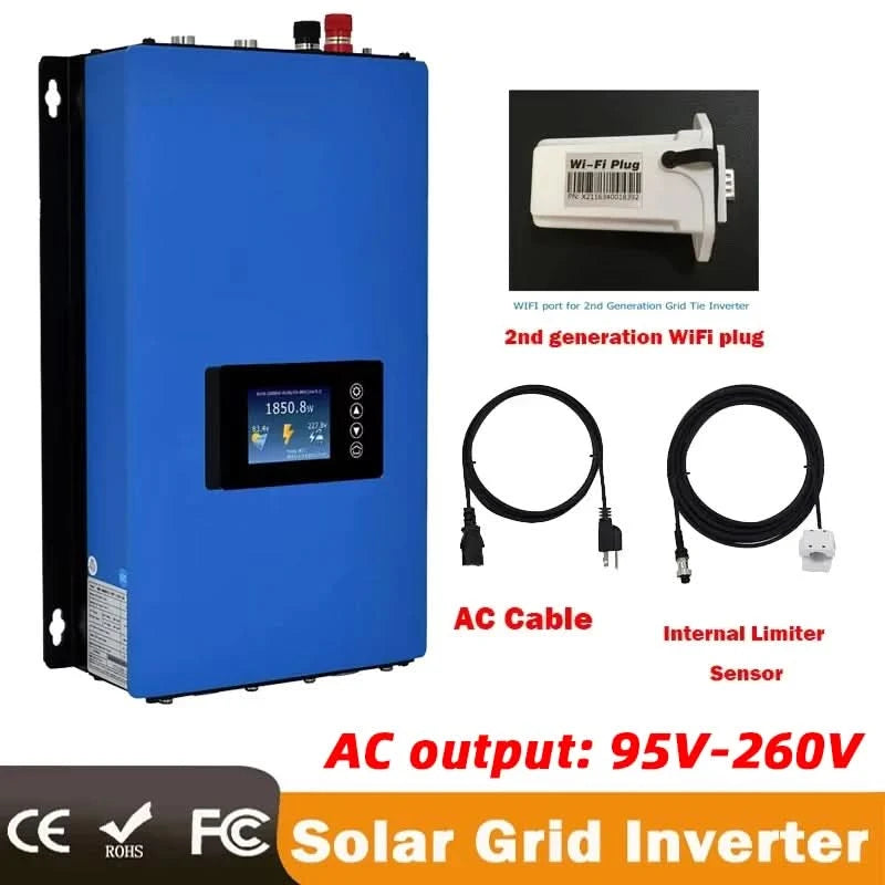 Y&H MPPT Solar Grid Tie Inverter 1000W netzgekoppelter Wechselrichter mit Limiter-Sensor für 36V 48V 60V 72V Batterie (optionales WiFi)
